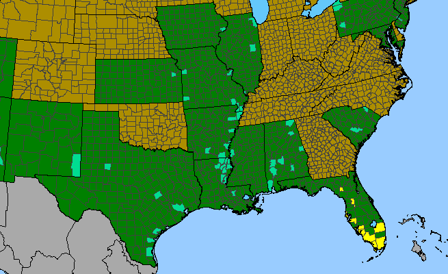 The range of Gossypium hirsutum